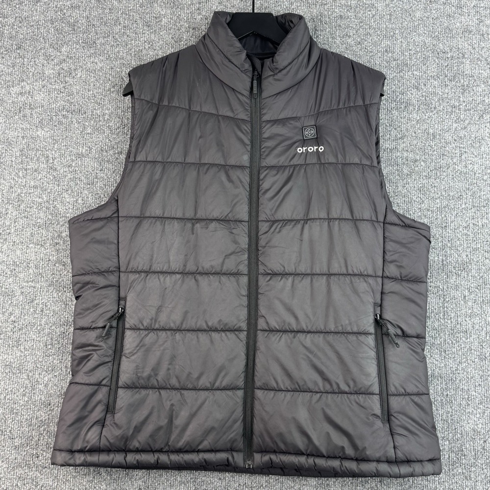 ORORO Heated Vest Mens L Black Quilted Insulated Outdoor *Battery Not Included